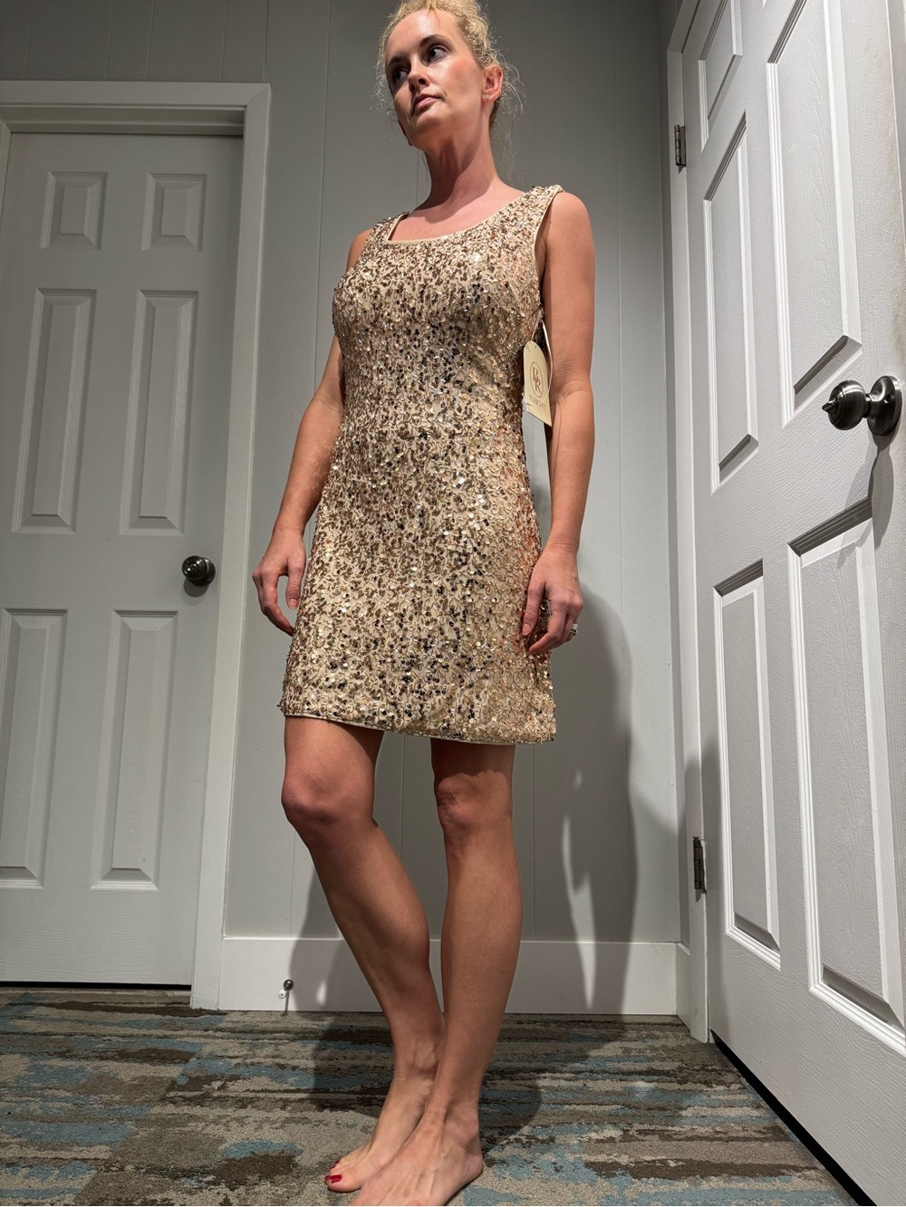 Gold Sequin Sleeveless Mini Dress